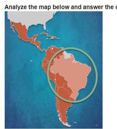 Which country colonized the region that is highlighted and circled on the map above?

A.
Spain
B.