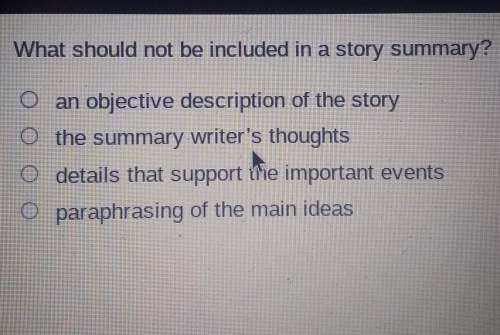 What should not be included in a story summary (pls hurry I'm on timer)​