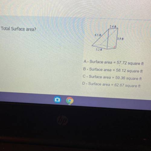 Enter your answer

5
2.4 A
What is the Total Surface area?
6.58
139
SL2
A - Surface area = 57.72 s