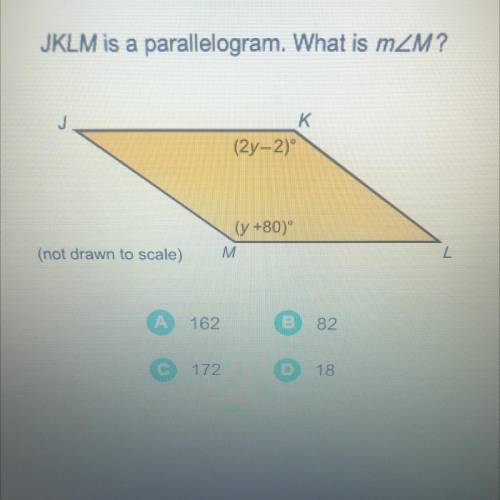 JKLM is a parallelogram. what is m