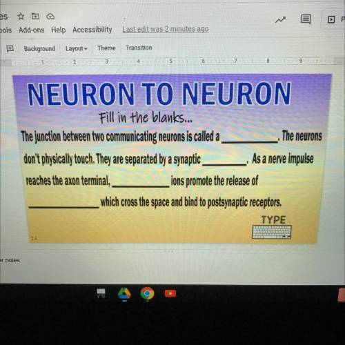 NEURON TO NEURON

Fill in the blanks...
The junction between two communicating neurons is called a