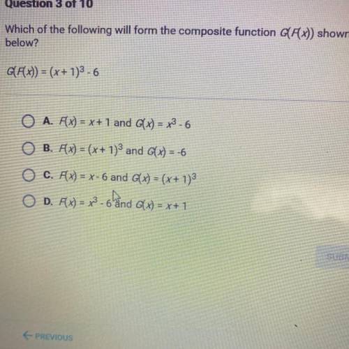 PLEASE HELP

Which of the following will form the composite function G(Ax)) shown
below?
GAx)) = (