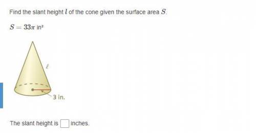 Find the slant height l of the cone given the surface area S.