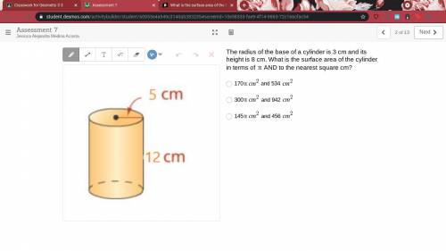 The radius of the base of a cylinder is 3 cm and its height is 8 cm. What is the surface area of th