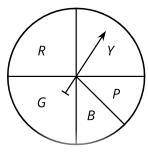 What is the probability of the spinner landing on the section labeled G?