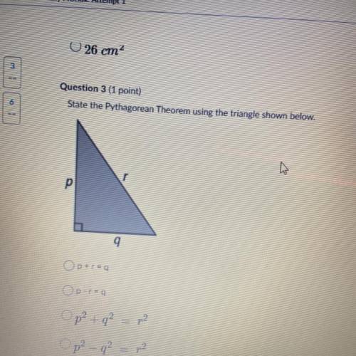 State the Pythagorean theorem using the triangle shown below