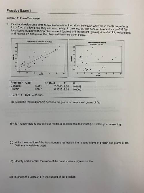 Need help with this statistics free response question I got the A & B.