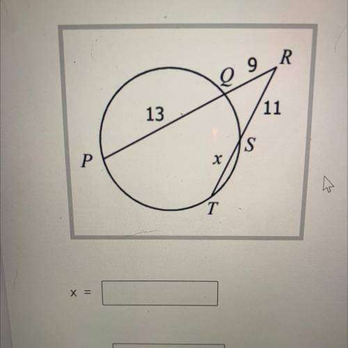 Find the value of x AND the length of RT in the circle diagram below.