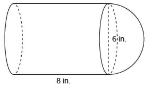 The figure is made up of a hemisphere and a cylinder.

What is the exact volume of the figure?
Ent