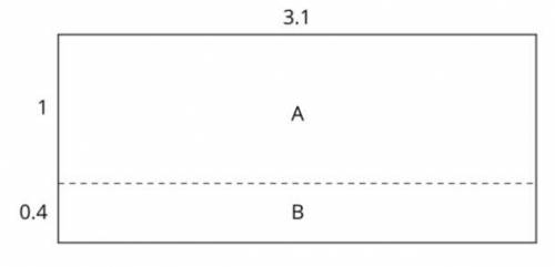 Here is a diagram that represents (3.1) ⋅ (1.4).

What is the area of rectangle A?
What is the are
