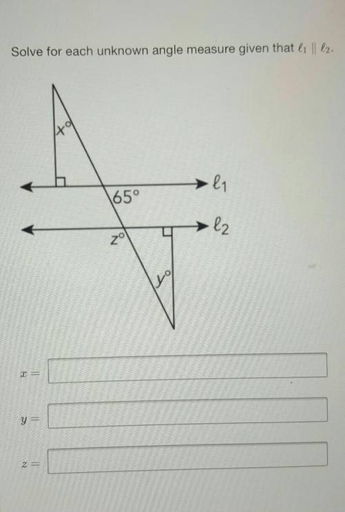 Solve for each unknown angle measure...

Please help! This a a test btw so please give me the righ