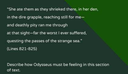 Describe how Odysseus must be feeling in this section of the text.