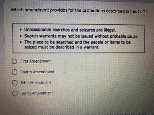 Which amendment provides for the protections described in the list?