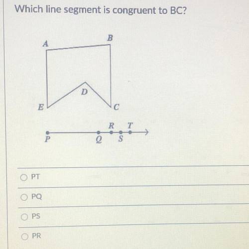Which line segment is congruent to BC?
GEOMETRY HELP PLS!!!