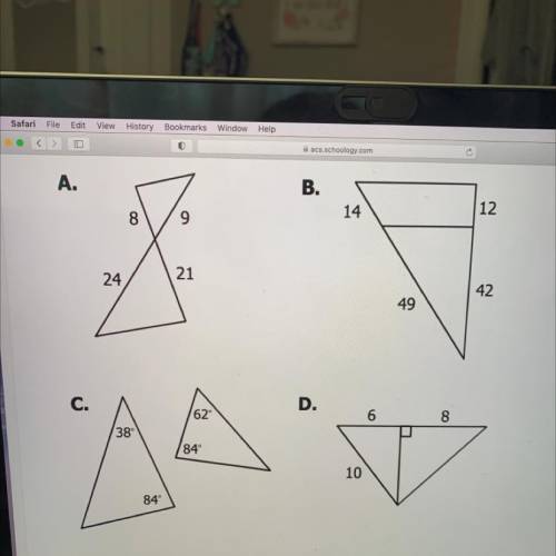 Which pair of triangles are similar?