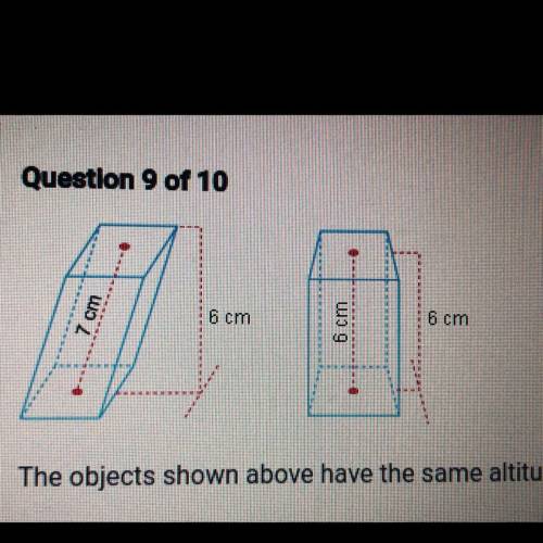 The objects shown above have the same altitude measurements.
O A. True
O B. False
