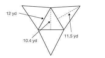 Find the lateral surface area of the equilateral triangular pyramid.

207yd
200.4yd
199
witch one