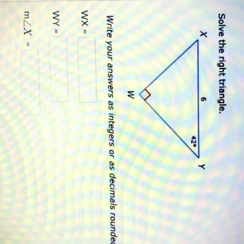 Solve the right triangle and and answer as a integer or decimal. Thank you!