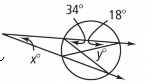 What are the measurements of angles x and y?