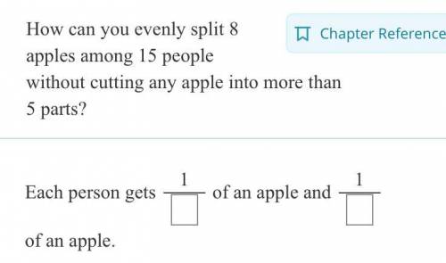 How can u evenly split 8 apples among 15 people without cutting any apple into more than 5 parts.