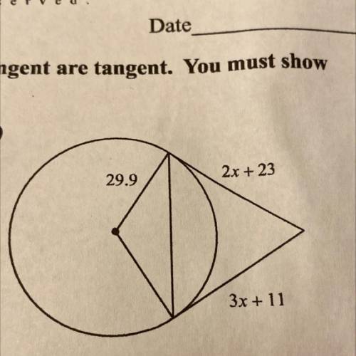 How do you solve for x in a circle with tangent lines
