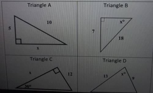 We can use special triangles to solve for x in triangle Atrue or false​