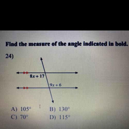 Can someone help me find the measure of the angle indicated in bold please