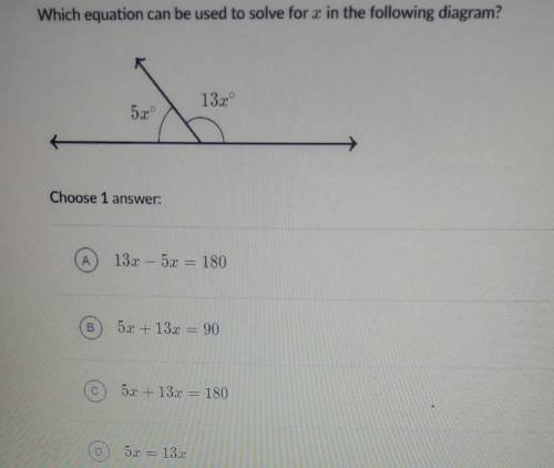 Which equation can be used to solve x in the following diagram?​