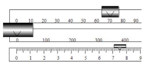 What is the mass of the object according to the reading on the triple beam balance?

775 g
775 g
7