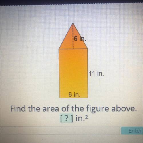 6 in.
11 in.
6 in.
Find the area of the figure above.
[? ] in.2