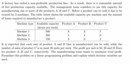 Exercise 1 Usage of free production capacity

A factory has ended a non-profitable production line