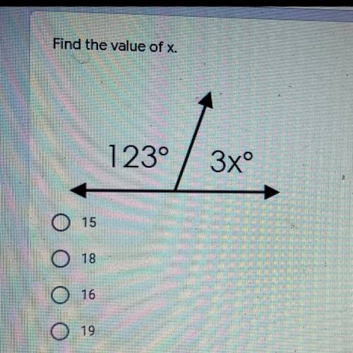 Find value of x
A. 15
B. 18
C. 16
D. 19