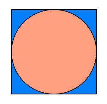 The diagram shows a circle contained in a square. What is the simplified ratio of the area of the c