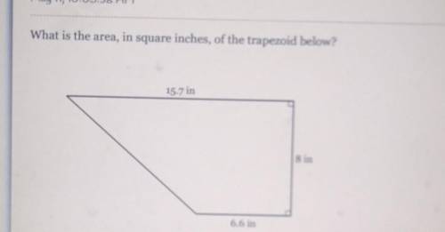 What is the area in square inches of the trapezoid below​