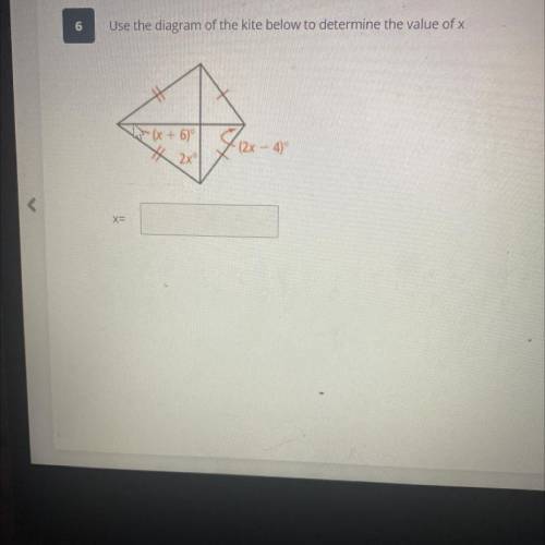 Use the diagram of the kite below to determine the value of x
How do I do this?