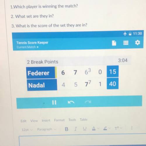 Which player is winning the match

what set are they in
what is the score of the set they are in