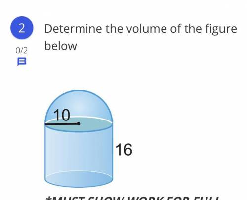 Determine the volume of the figure below