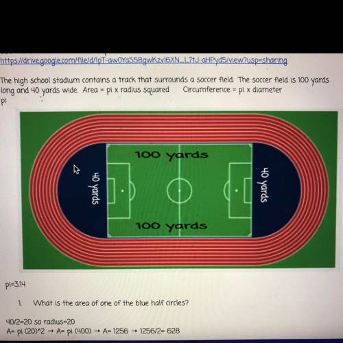 Please ignore the question in the picture.

2. The school is going to put grass on both semicircle