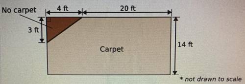 The Smiths are putting new carpet in their family room. One corner of the room will not have carpet