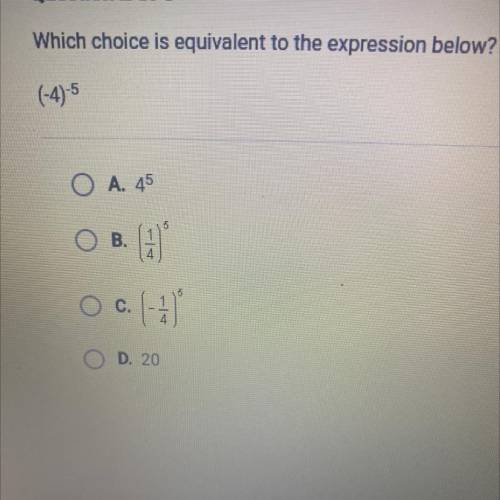 Which choice is equivalent to the expression below?
(-4)-5