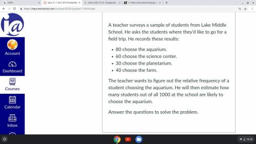 What is the relative frequency of a student choosing the aquarium? Give your answer as a decimal ro