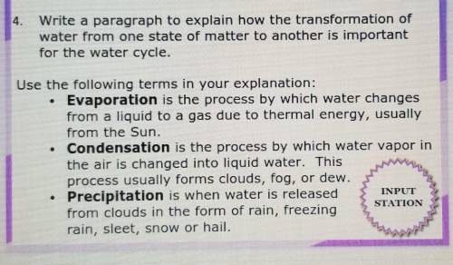 write a paragraph to explain how the transformation of water from one state of matter to another is