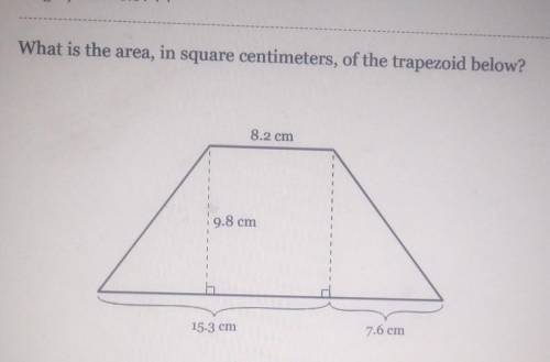 What is the area in square centimeters of the trapezoid below​