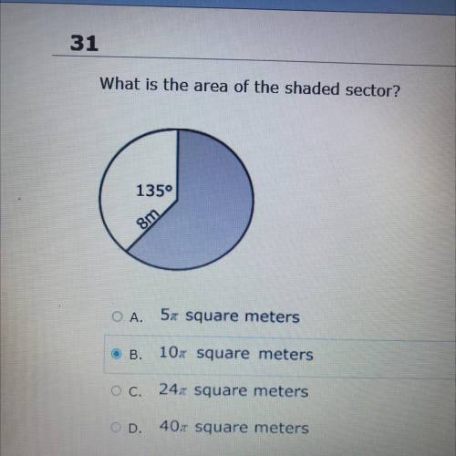 Pleaseee Help 
What is the area of the shaded sector?