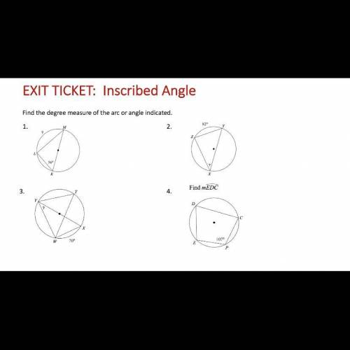 Find the degree measure of the arc or angle indicated