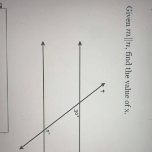 Given m||n find the value of x 30°