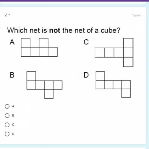 Which of these is NOT the net of a cube.