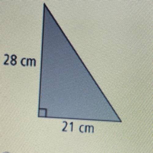 2) determine the length of the hypotenuse from the picture

A) 21 cm
B) 28 cm
C) 35 cm
D) 49 cm
Do