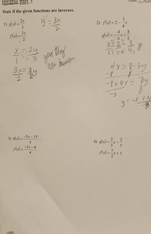 State if the given functions are inversesNO LINKS Part 1​