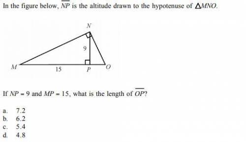 If NP= 9 and MP = 15, What is the length of OP